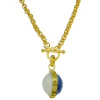 Betty Carre necklace, Gisele necklace, tanzanite necklace, mother of pearl pendant, reversible pendant necklace, gemstone necklace, layering necklace, delicate gold necklace, everyday jewelry, statement pendant necklace, colorful jewelry, Betty Carre jewelry, gift for her, boutique jewelry, designer necklace