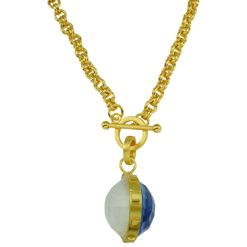 Betty Carre necklace, Gisele necklace, tanzanite necklace, mother of pearl pendant, reversible pendant necklace, gemstone necklace, layering necklace, delicate gold necklace, everyday jewelry, statement pendant necklace, colorful jewelry, Betty Carre jewelry, gift for her, boutique jewelry, designer necklace