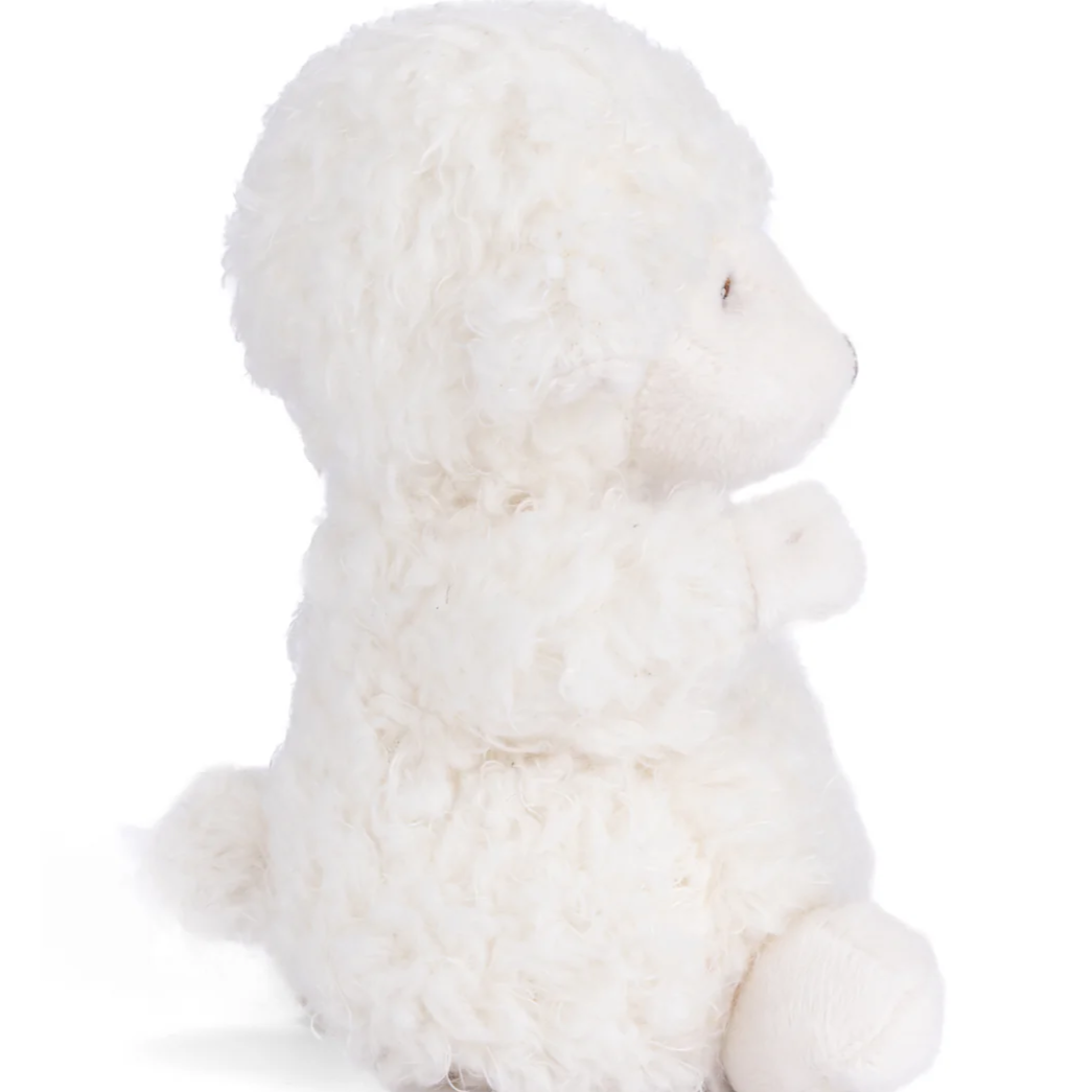 Bukowski Baby Mack, lamb plush toy, white lamb stuffed animal, heirloom plush lamb, dressed plush animal, Swedish stuffed animal, baby gift idea, nursery decor plush, soft lamb toy, baby shower keepsake