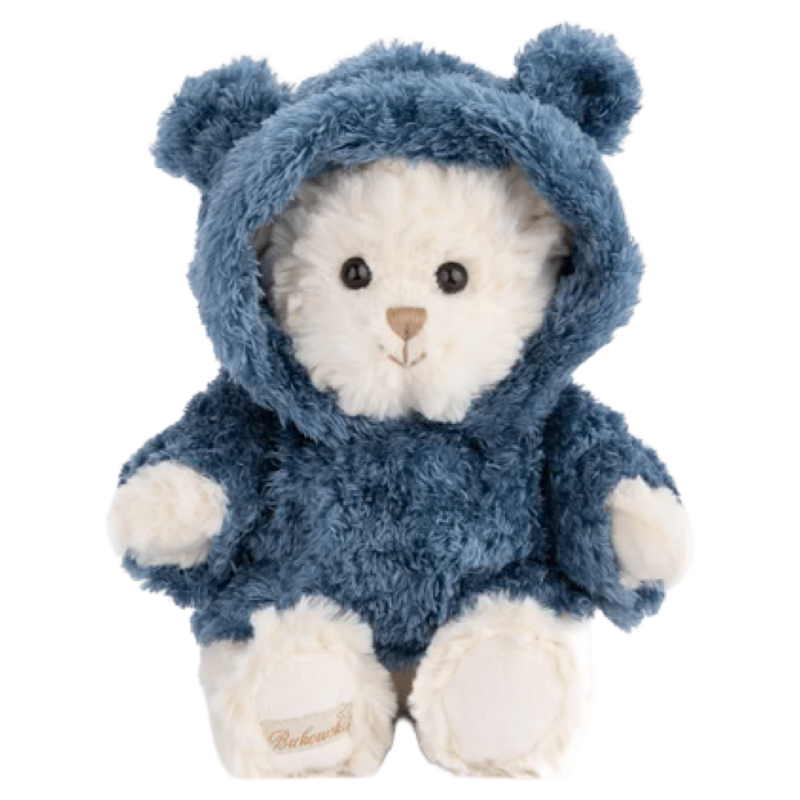 Bukowski Jacob bear, blue jacket teddy, Swedish plush toy, Scandinavian teddy bear, Bukowski plush collection, boutique baby gift, heirloom teddy bear, collectible teddy bear, luxury soft toy, Bukowski Sweden
