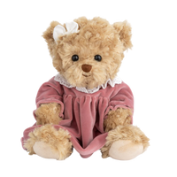 Bukowski Sophia bear, plush teddy bear in dress, velvet dress teddy, heirloom teddy bear, Bukowski plush bear, classic stuffed bear, gift teddy for baby girl, Swedish teddy bear, stuffed bear with bow, pink dress plush bear