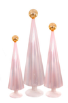 Pink Pleated Tree Gold Top Set of 3