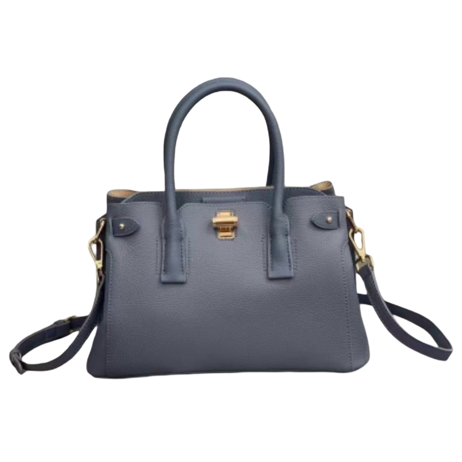 Camille Blue Genuine Leather Structured Handbag | Oh, Meredith