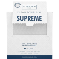 Clean Towels XL Supreme, disposable face towels, clean skin club towels, dual texture face towels, exfoliating disposable towel, makeup remover towel, hygienic face towels, XL skincare towels, travel-friendly skincare towels, gentle face cloth