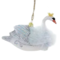 Crowned Swan Cody Foster Pastel Feather Ornaments Blue