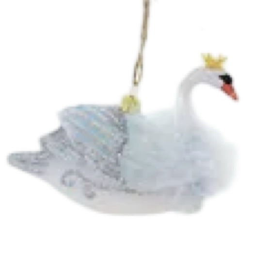 Crowned Swan Cody Foster Pastel Feather Ornaments Blue