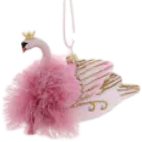 Crowned Swan Cody Foster Pastel Feather Ornaments Pink