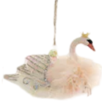 Crowned Swan Cody Foster Pastel Feather Ornaments Peach