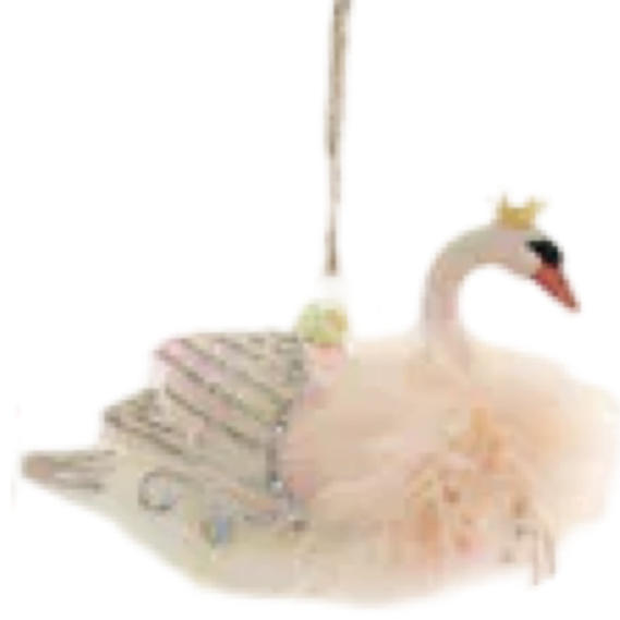 Crowned Swan Cody Foster Pastel Feather Ornaments Peach