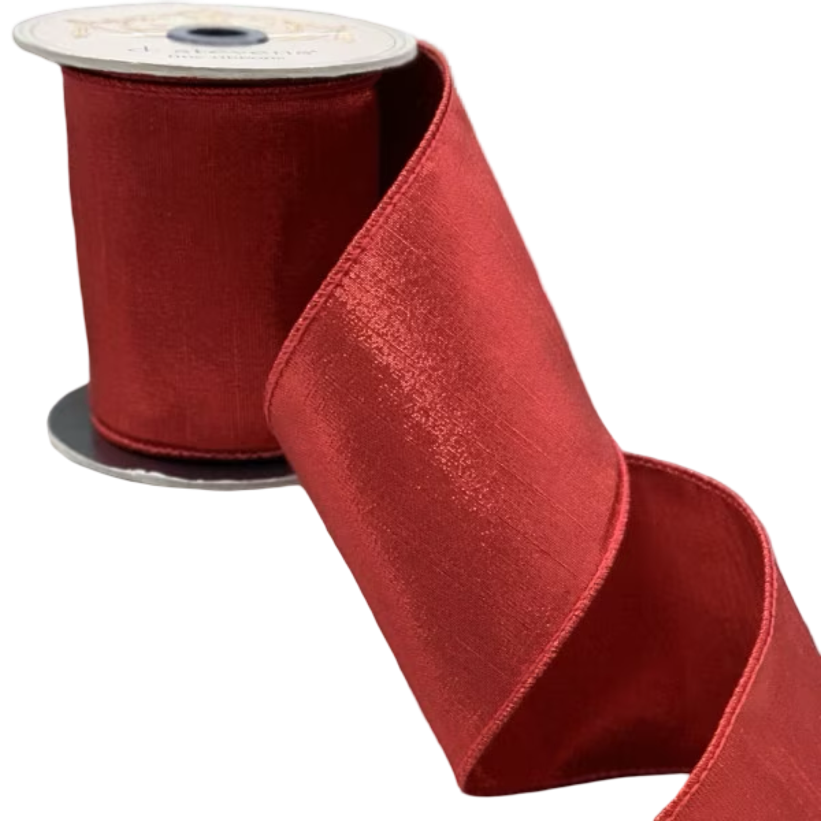 D. Stevens faux metallic dupion ribbon in red – 4-inch wired designer ribbon roll