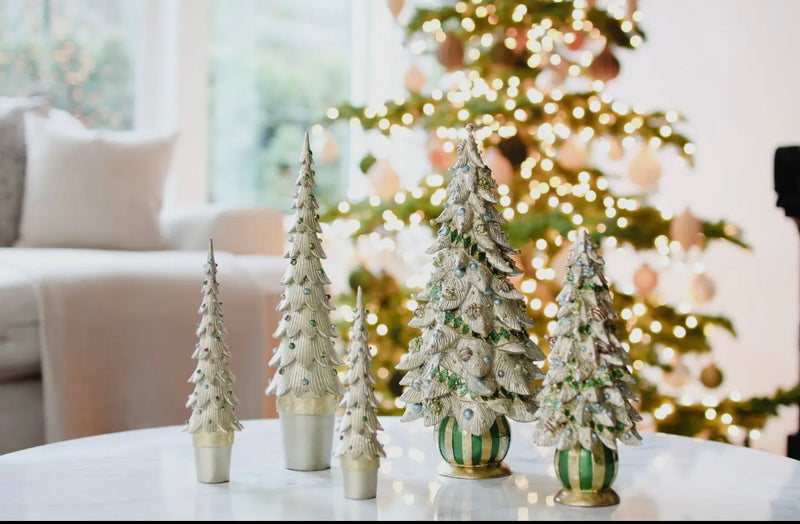 Dekorasyon Slim Tannenbaum Tree, Mystik Champagne holiday tree, 9 inch Christmas tree decor, collectible tabletop tree, champagne Christmas decorations, jewel accent holiday tree, elegant holiday décor