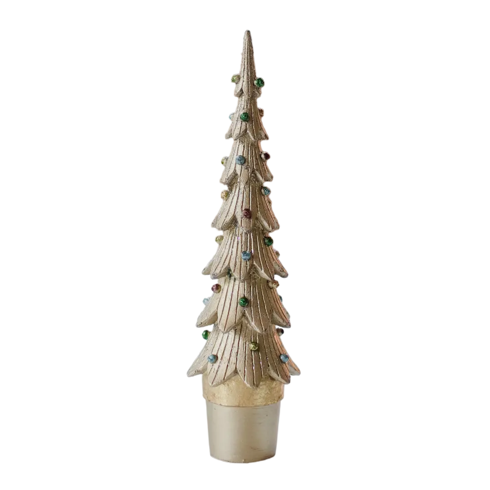 Decorative Christmas tree with lights on a white background