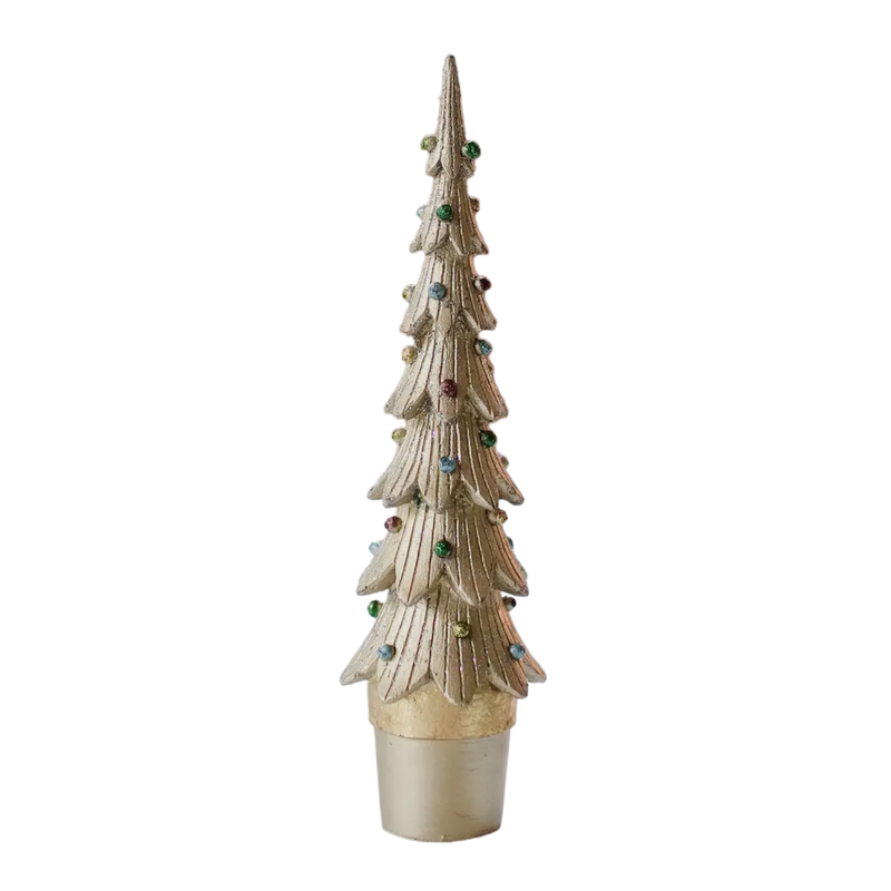 Decorative Christmas tree with lights on a white background