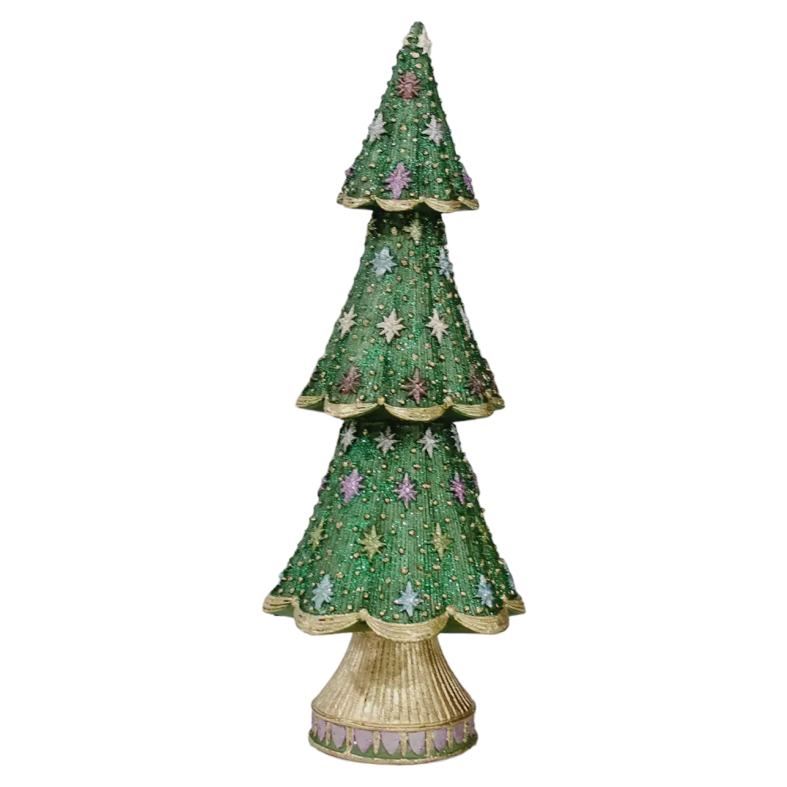 Dekorasyon holiday tree, Starlight Neo Cone Tree Vetiver, green Christmas cone tree, collectible tabletop holiday decor, 13 inch holiday tree, decorative holiday figurines, mantel Christmas decor