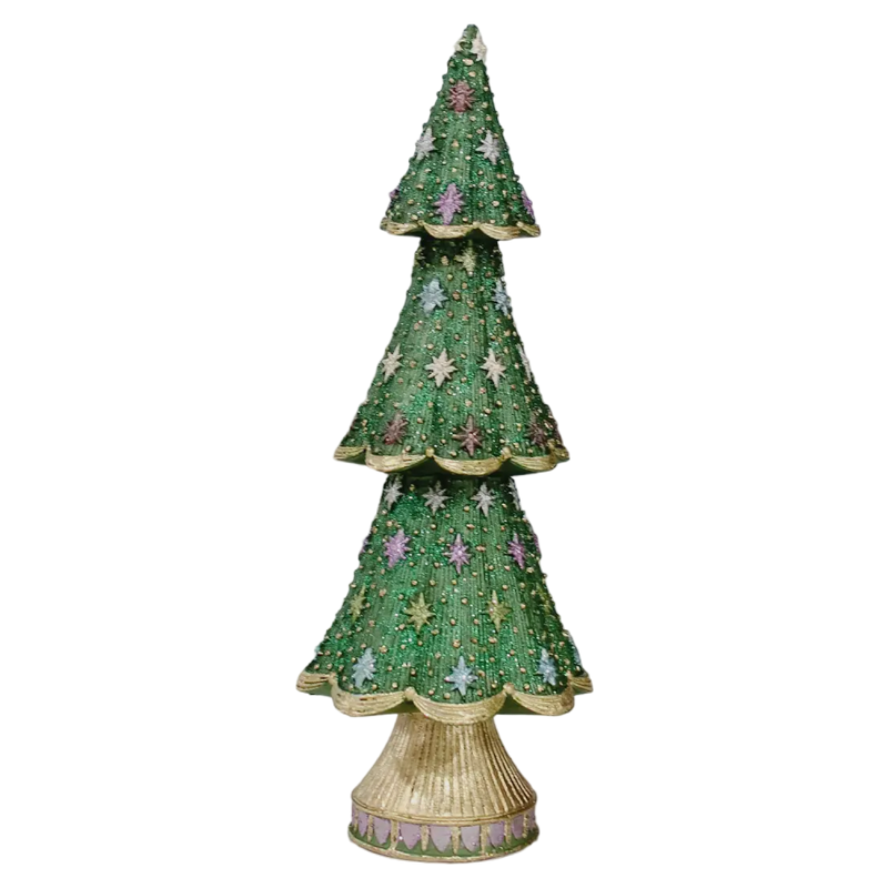 Dekorasyon holiday tree, Starlight Neo Cone Tree Vetiver, green Christmas cone tree, collectible tabletop holiday decor, 13 inch holiday tree, decorative holiday figurines, mantel Christmas decor