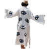 Evil Eye Kaftan Kimono, organic cotton cover-up, Turkish evil eye kimono, protective clothing, quick-drying beachwear, adjustable waist kimono, trendy summer cover-up