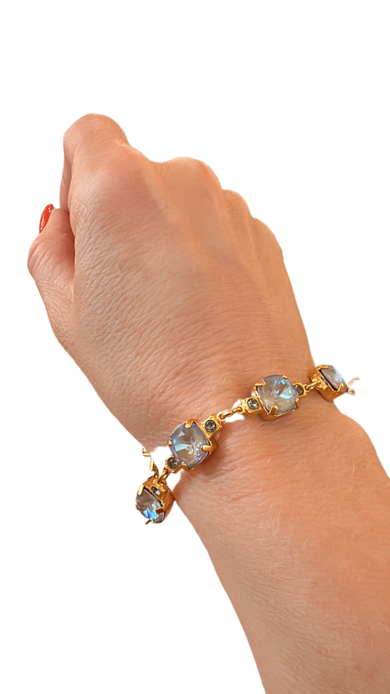 La Vie Allura Bracelet - Light Blue Crystal and Aged Brass