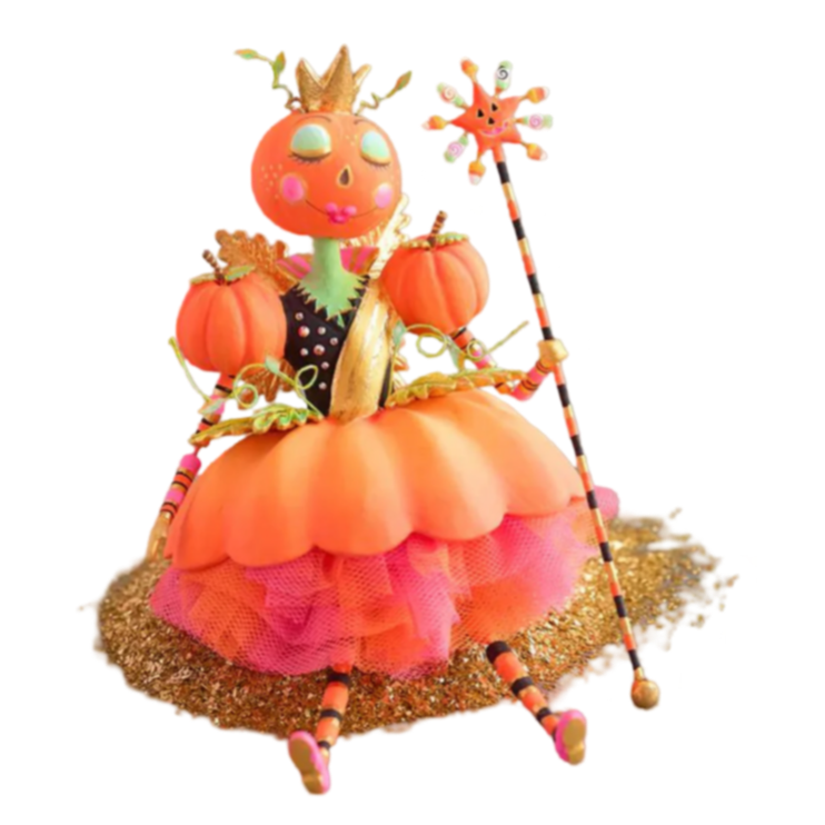 Fairy Gourdmother ornament, handmade holiday ornament, whimsical Christmas tree decor, gourd-inspired ornament, Glitterville ornaments, magical holiday decor, glittery crown ornament,