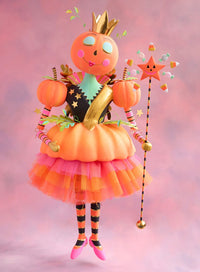 Fairy Gourdmother ornament, handmade holiday ornament, whimsical Christmas tree decor, gourd-inspired ornament, Glitterville ornaments, magical holiday decor, glittery crown ornament,