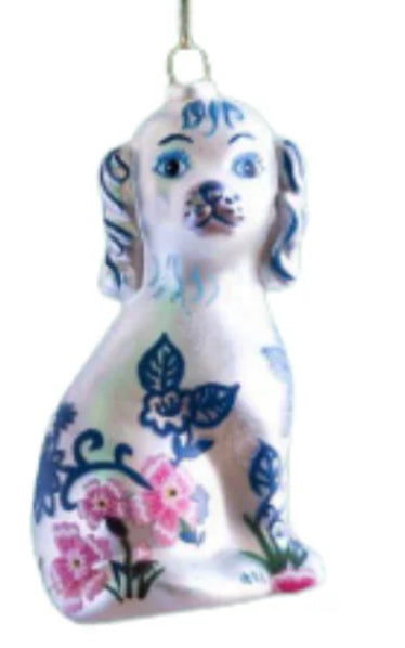 Floral Dog Chinoiserie Dog Cody Foster Ornament Blue