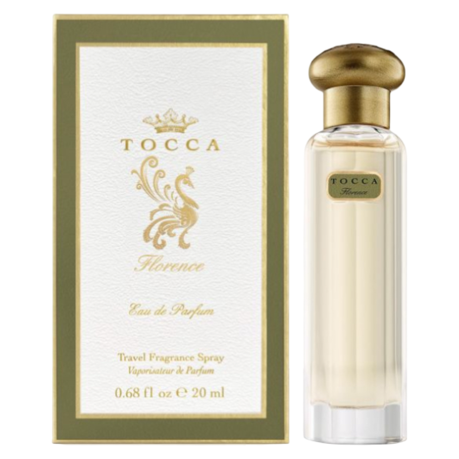 Tocca perfume bottle and packaging on a white background