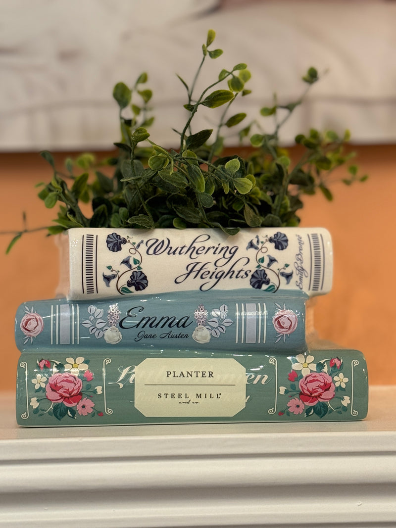 Decorative Planter, Stacked Books