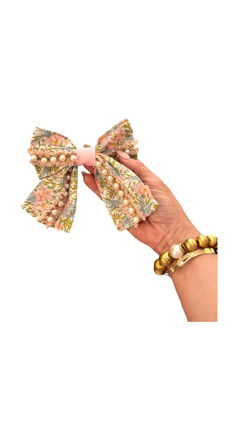 Swirling Petal Hair Bow Size M