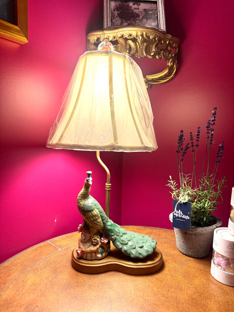 Porcelain Petite Peacock Table Lamp -22.5''H