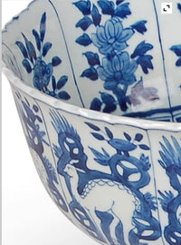 Blue and White Porcelain Bowl - Forest Creatures