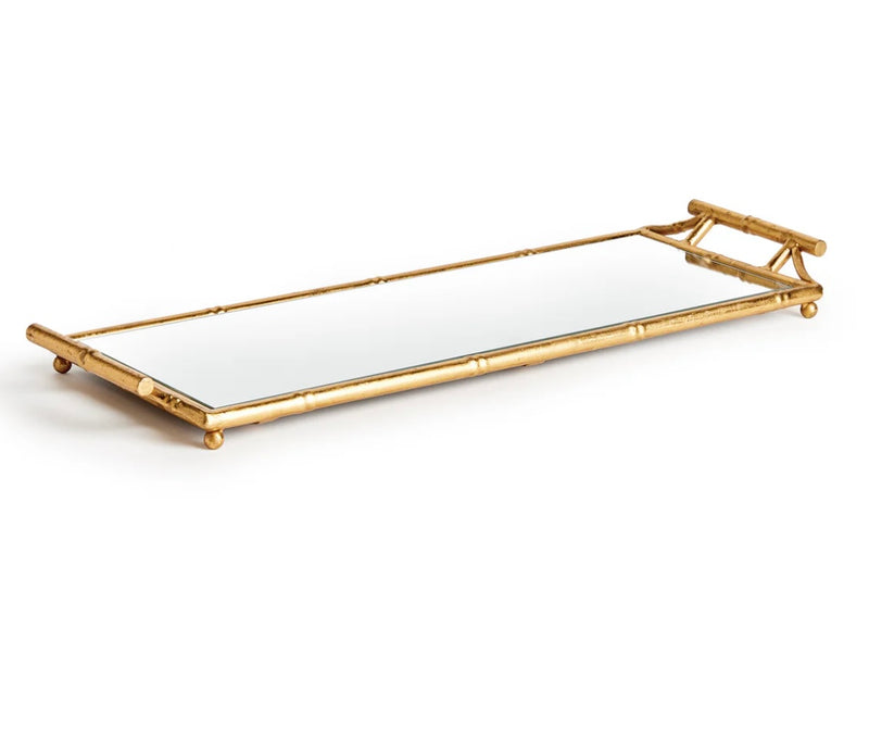 Daphne Narrow Mirrored Tray with Handles