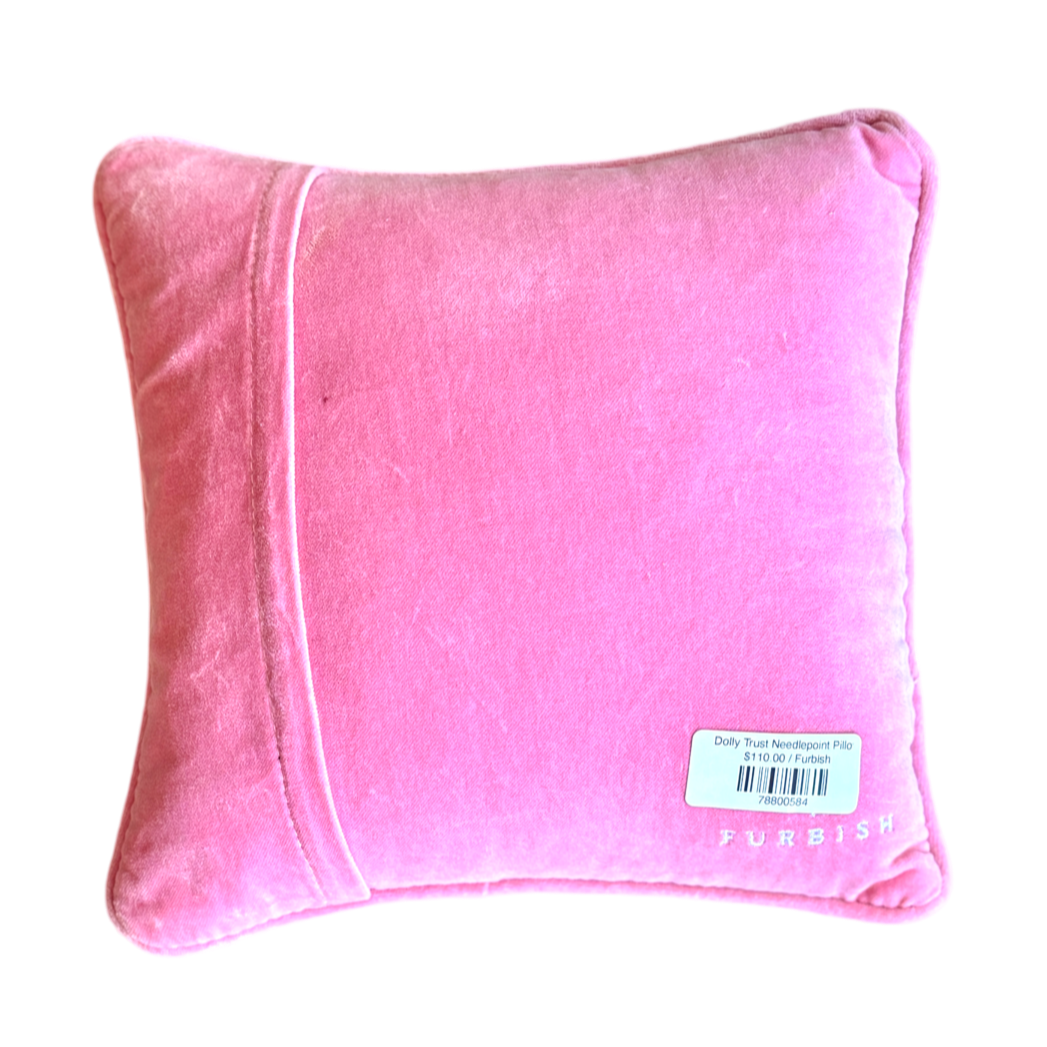 Furbish needlepoint pillow, Dolly Parton quote pillow, diamond in a rhinestone world pillow, pink velvet throw pillow, funny needlepoint pillow, hand-stitched decorative pillow, gift for Southern charm lovers, statement quote pillow, small sassy pillow, Dolly-inspired home decor