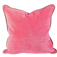 Furbish velvet pillow, pink and rust throw pillow, cotton velvet accent pillow, large decorative pillow with insert, modern velvet cushion, hidden zipper velvet pillow, boho luxe pillow decor, Indian velvet pillow, soft velvet home accessory, colorblock velvet pillow


