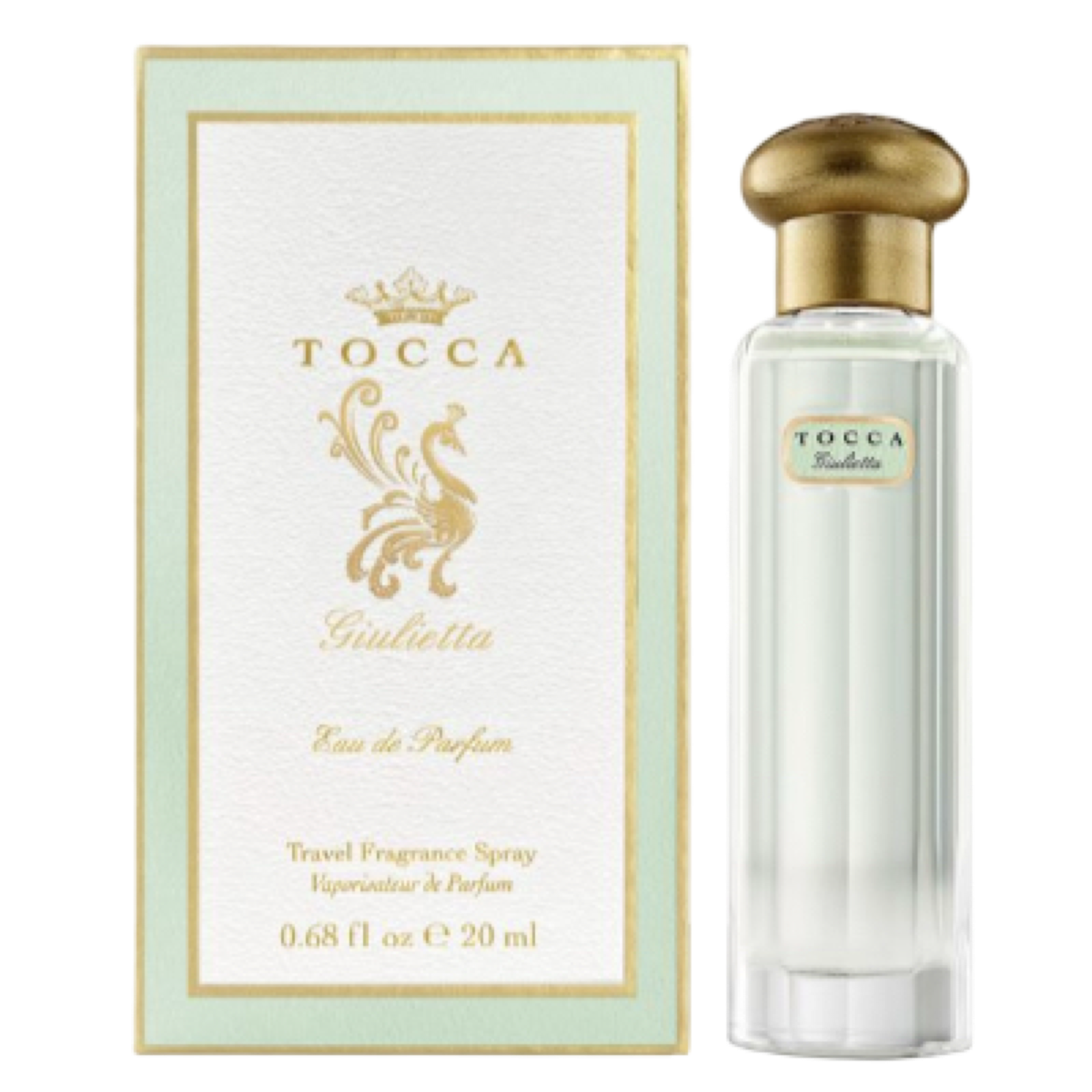 Tocca perfume bottle and packaging on a white background