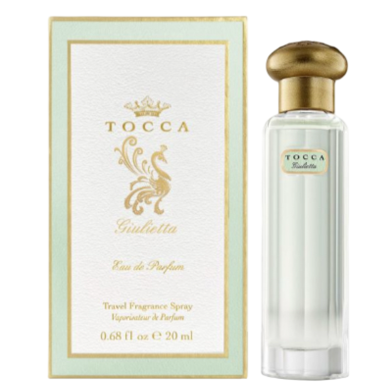 Tocca perfume bottle and packaging on a white background