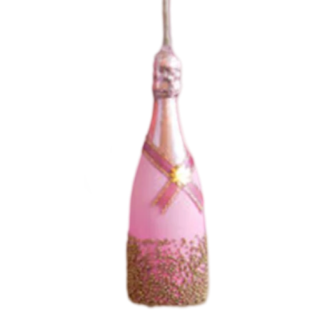 Glitterville Champagne bottle ornaments handmade christmas