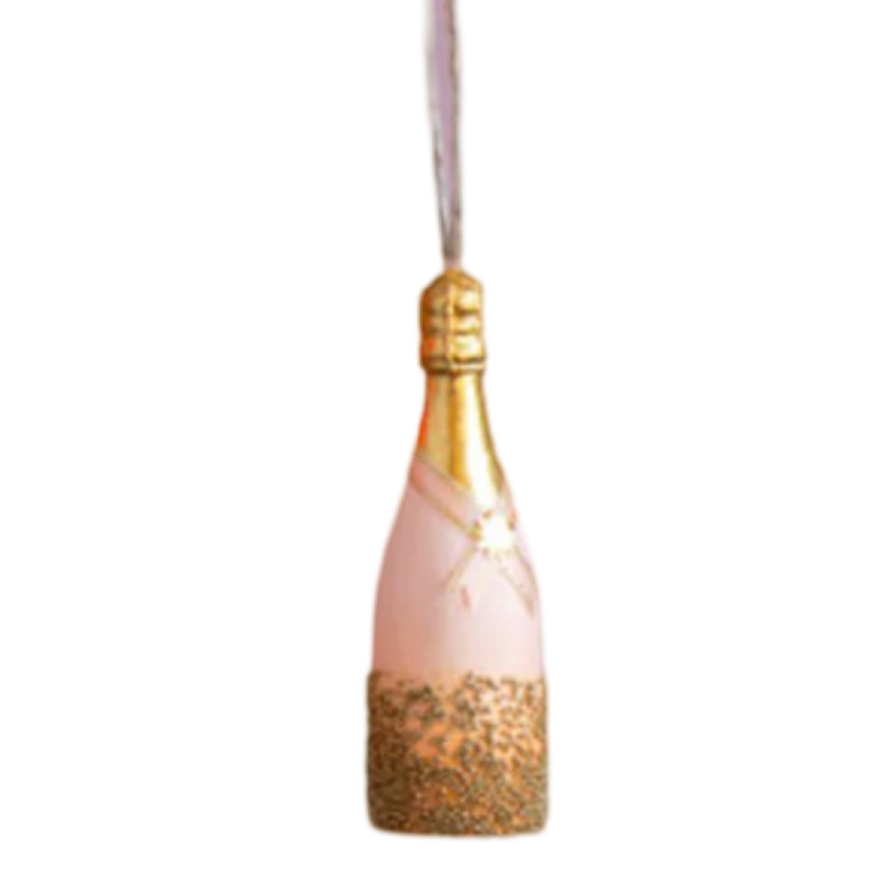 Glitterville Champagne bottle ornaments handmade christmas