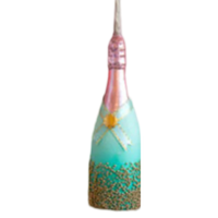 Glitterville Champagne bottle ornaments handmade christmas