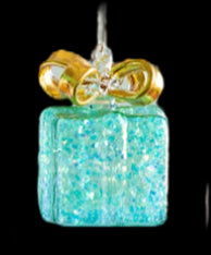 Glitterville Glass Present Ornament Green OhMeredith