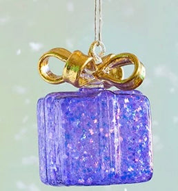 Glitterville Glass Present Ornament Purple OhMeredith