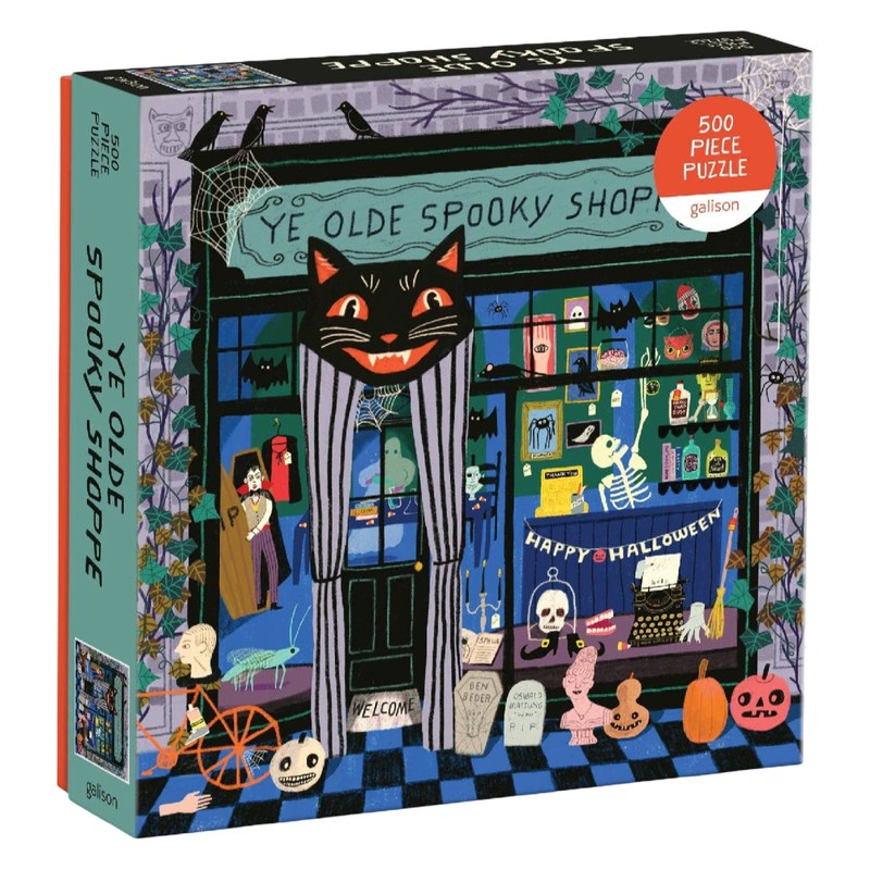 Halloween puzzle, spooky puzzle, 500 piece puzzle, Anne Bentley puzzle, Halloween decor, fall activities, autumn puzzle, spooky season, Halloween gift, folk art puzzle, cozy puzzle, seasonal puzzle, October activities, Halloween lover gift, puzzle for adults, whimsical Halloween, vintage Halloween art, pumpkin puzzle, black cat puzzle, holiday puzzle