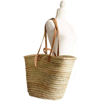 Handwoven Parisian Basket bag beach summer leather strap