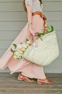 Handwoven Parisian Basket bag beach summer leather strap