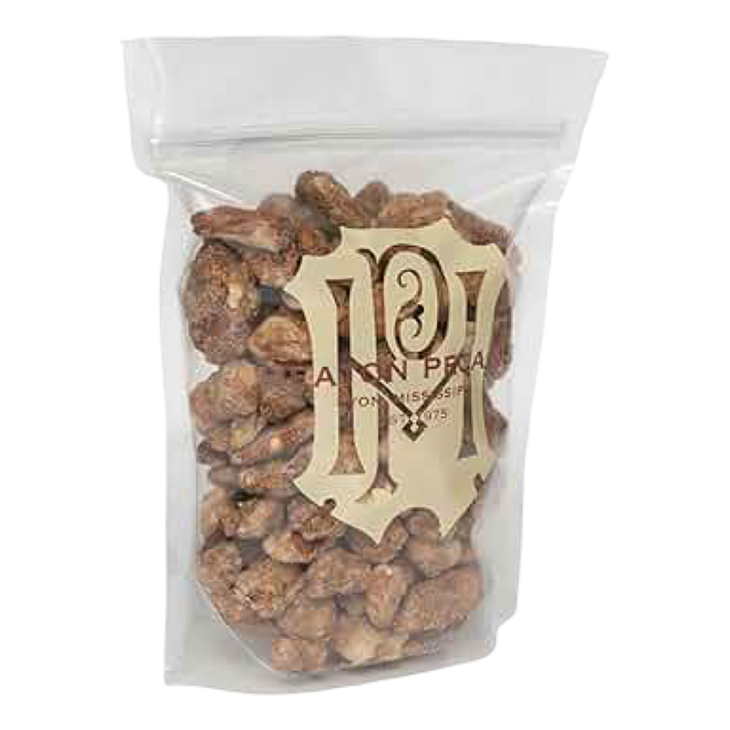 Heaton Pecans Mississippi, praline pecans, Mississippi pecans, Southern praline candy, local gourmet gift, Heaton pecans half pound, Southern treats, praline nuts, boutique gourmet food, small batch Mississippi product