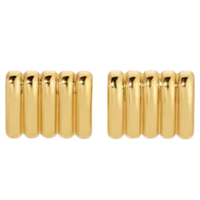 Pair of gold bar earrings on a white background