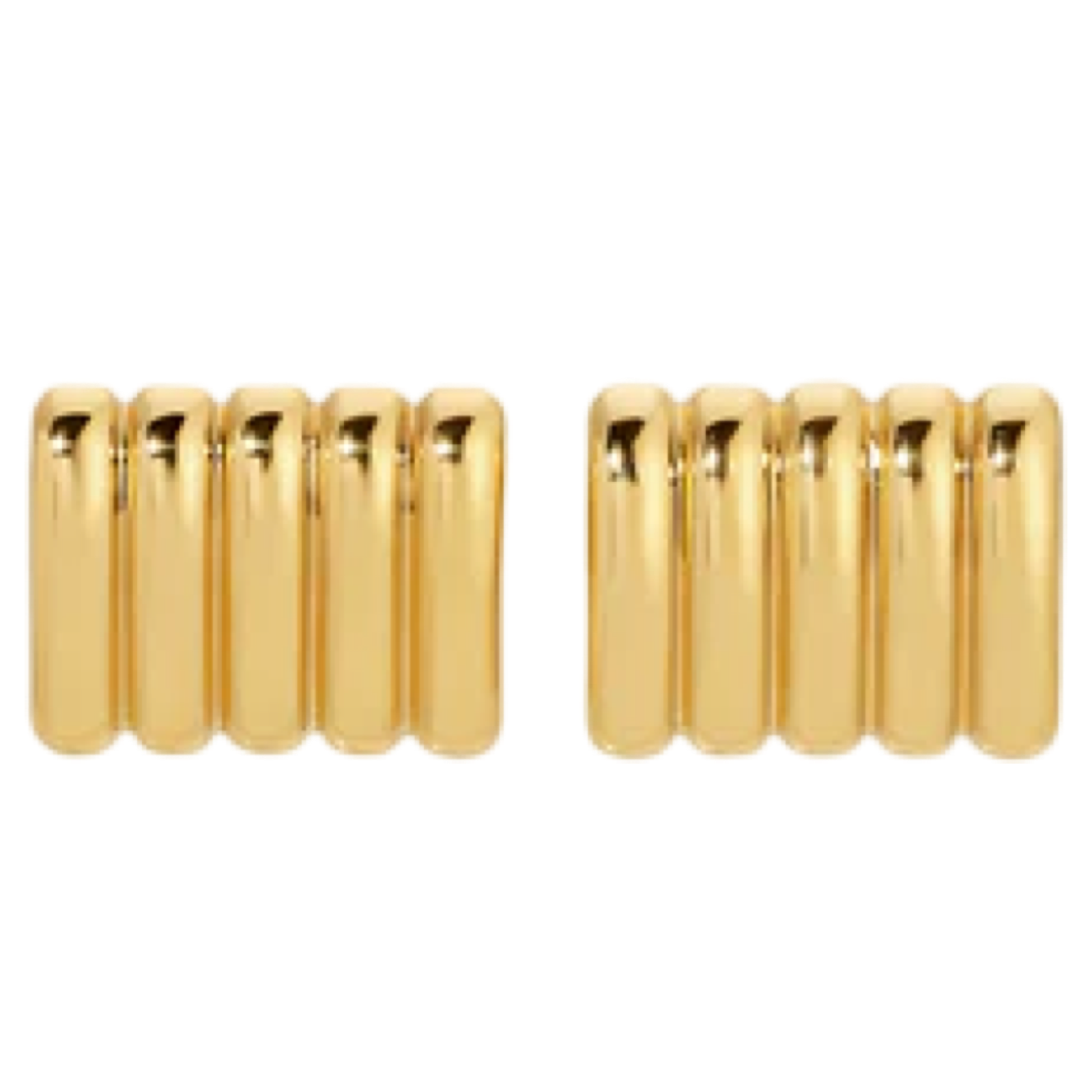 Pair of gold bar earrings on a white background