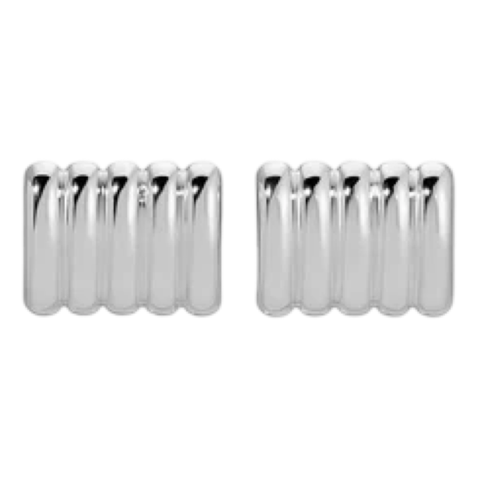 Pair of silver earrings on a white background