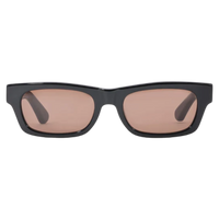 Black sunglasses with brown lenses on a white background