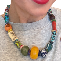 The Capri Necklace | One-of-a-Kind Artisan Mixed Bead Statement Necklace