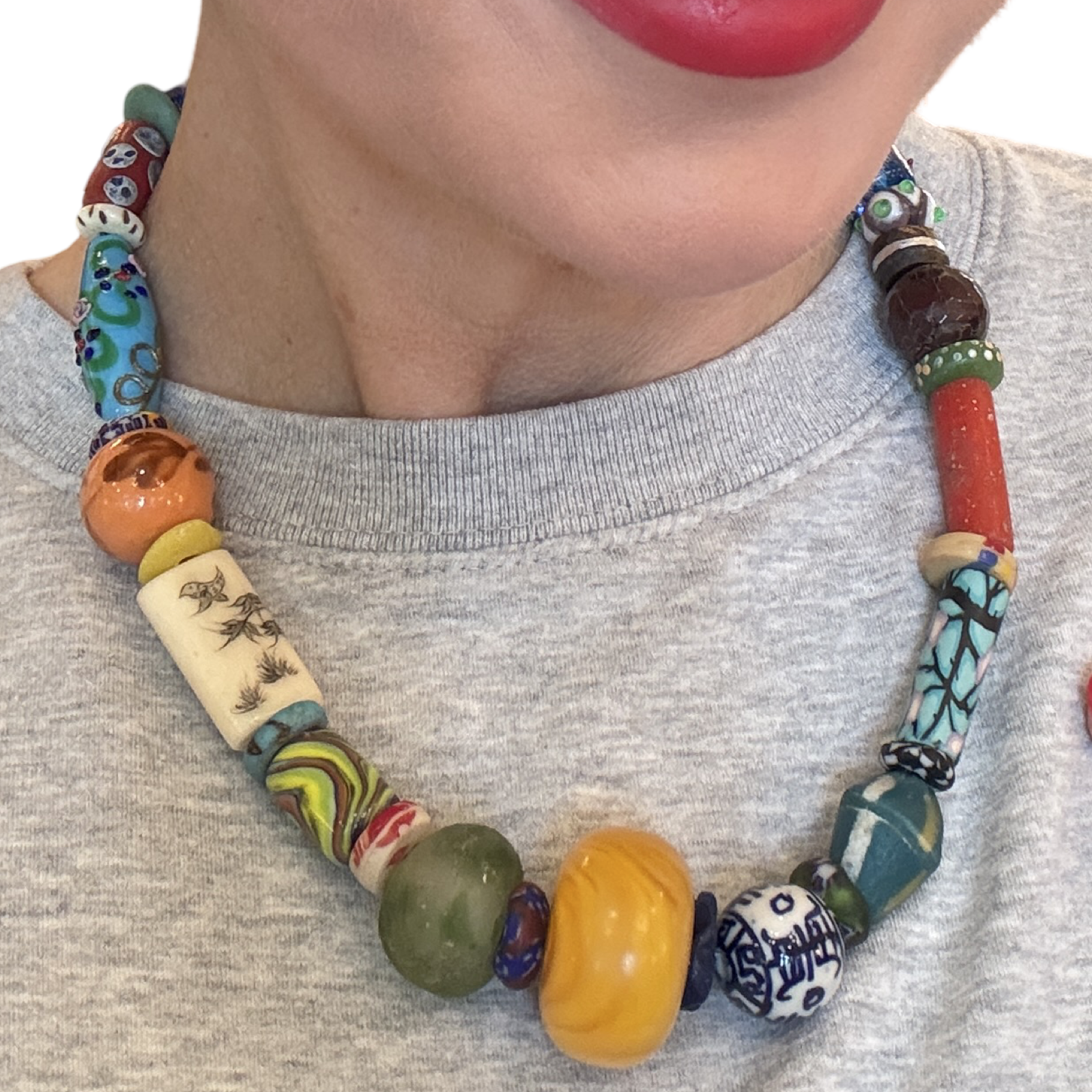 The Capri Necklace | One-of-a-Kind Artisan Mixed Bead Statement Necklace