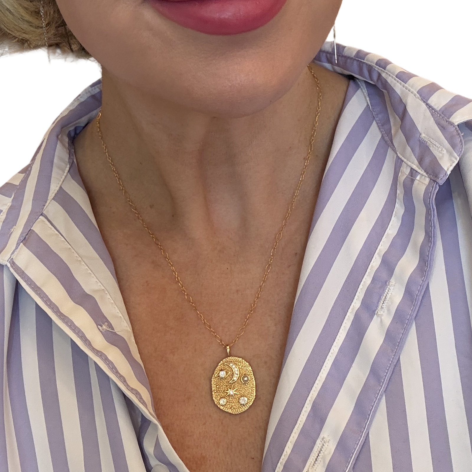 The Galaxy Necklace – Gold Filled Pendant with Stars, Pearl & CZ Accents
